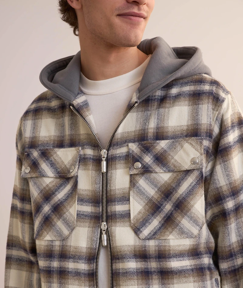 Check Zip Hooded Sweater