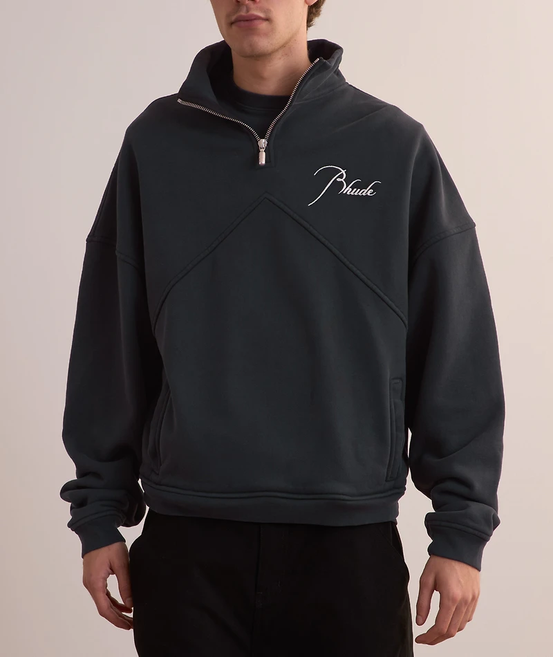 Embroidered Logo Quarter-Zip Sweater