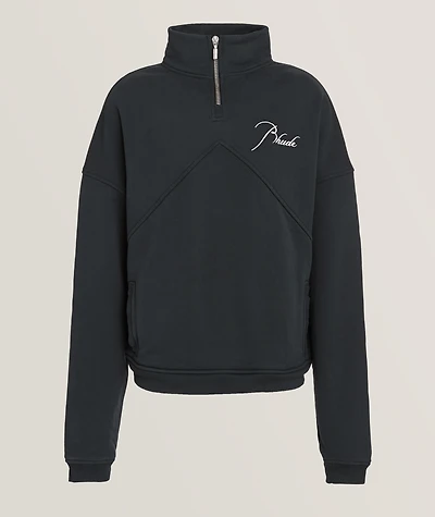 Embroidered Logo Quarter-Zip Sweater