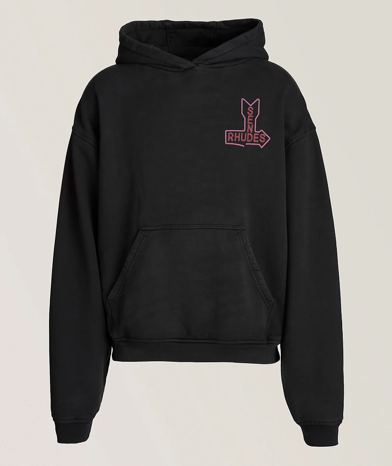 Graphic Print Cotton Hooded Sweater