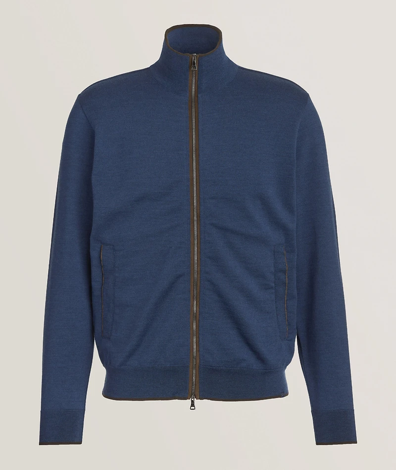 Virgin Wool Suede Trim Sweater