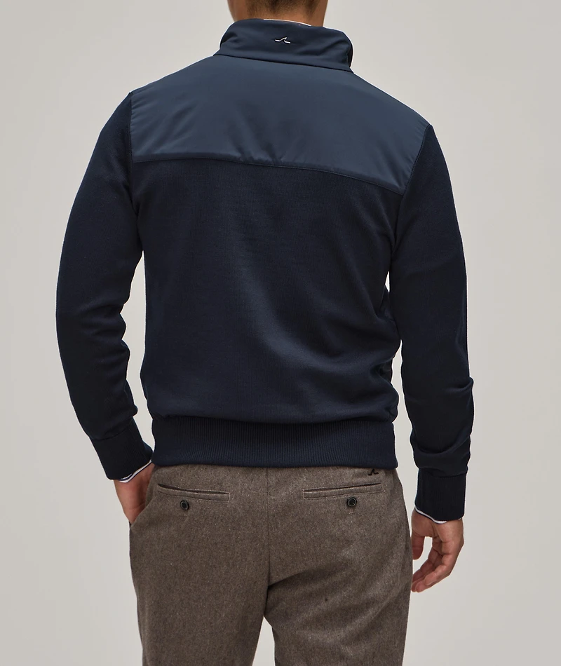 Quilted Zip Wool-Blend Sweater