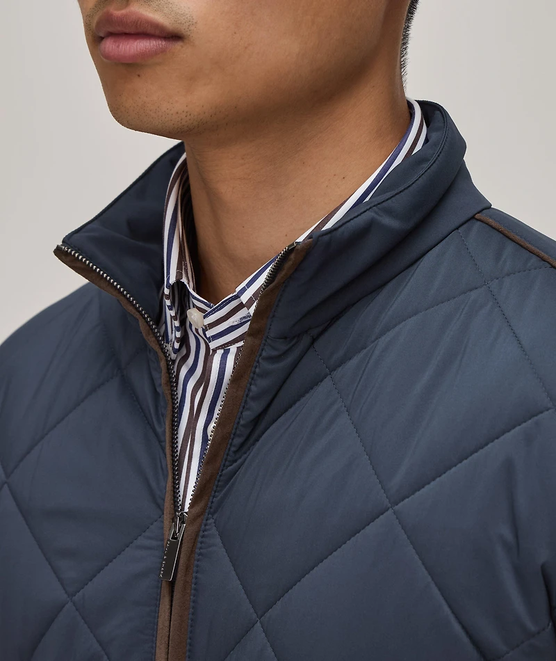 Quilted Zip Wool-Blend Sweater