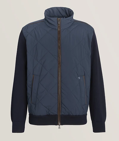 Quilted Zip Wool-Blend Sweater