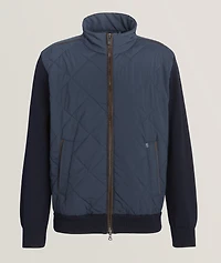Quilted Zip Wool-Blend Sweater
