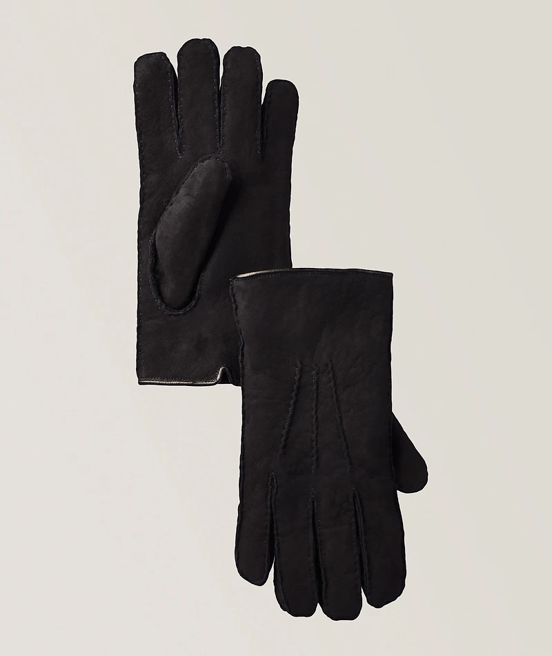 Touchscreen-Compatible Leather & Shearling Gloves