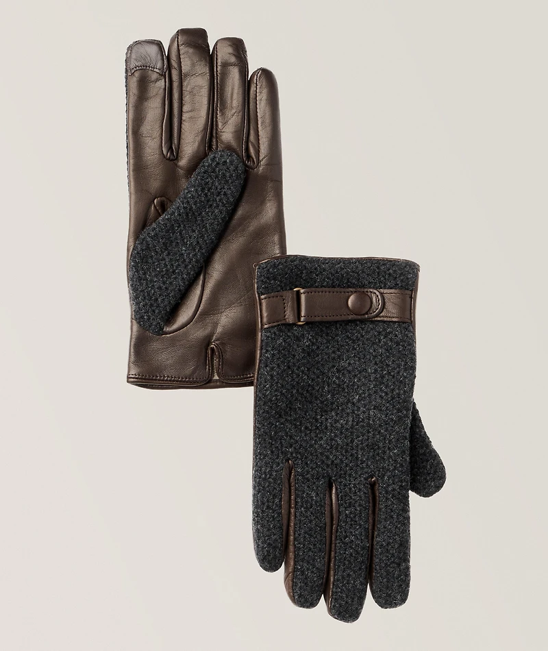 Touchscreen-Compatible Leather & Cashmere Gloves