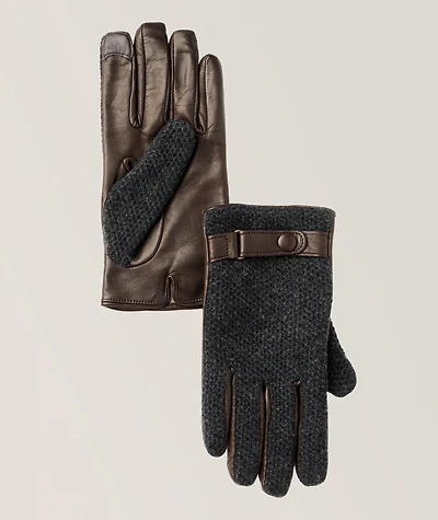 Touchscreen-Compatible Leather & Cashmere Gloves