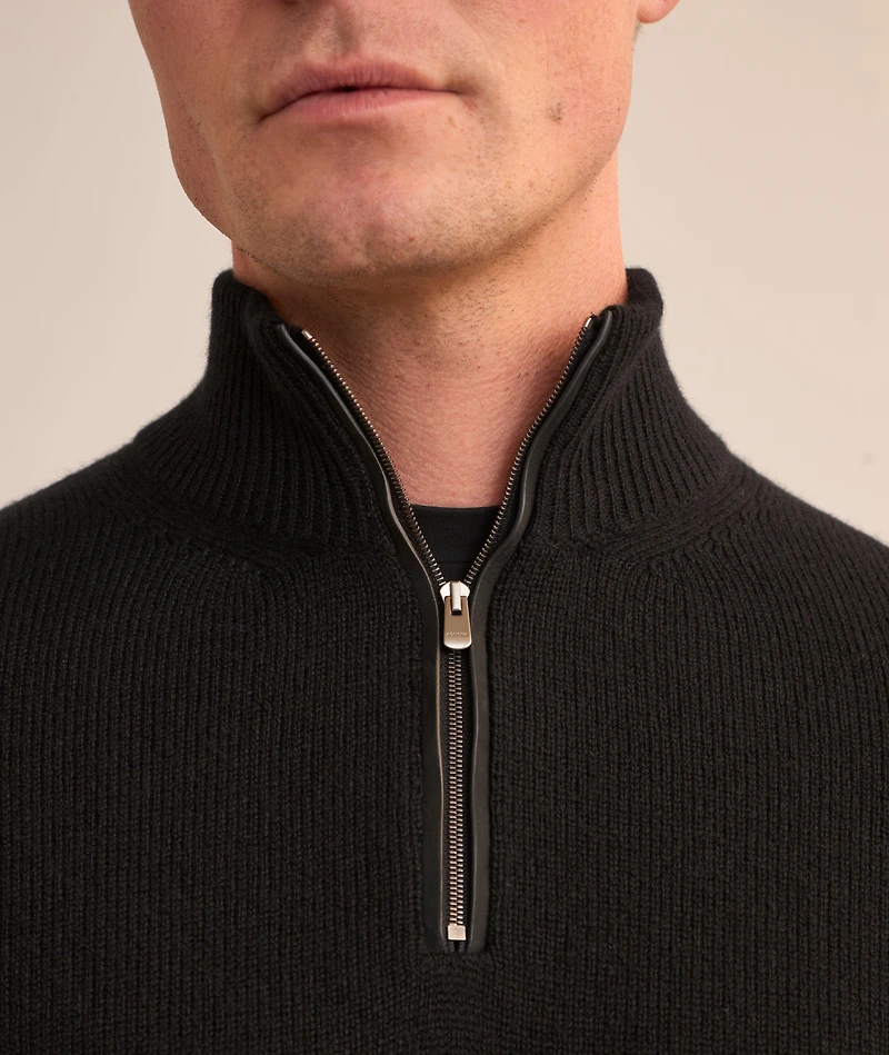 Cashmere Quarter-Zip Jersey Sweater
