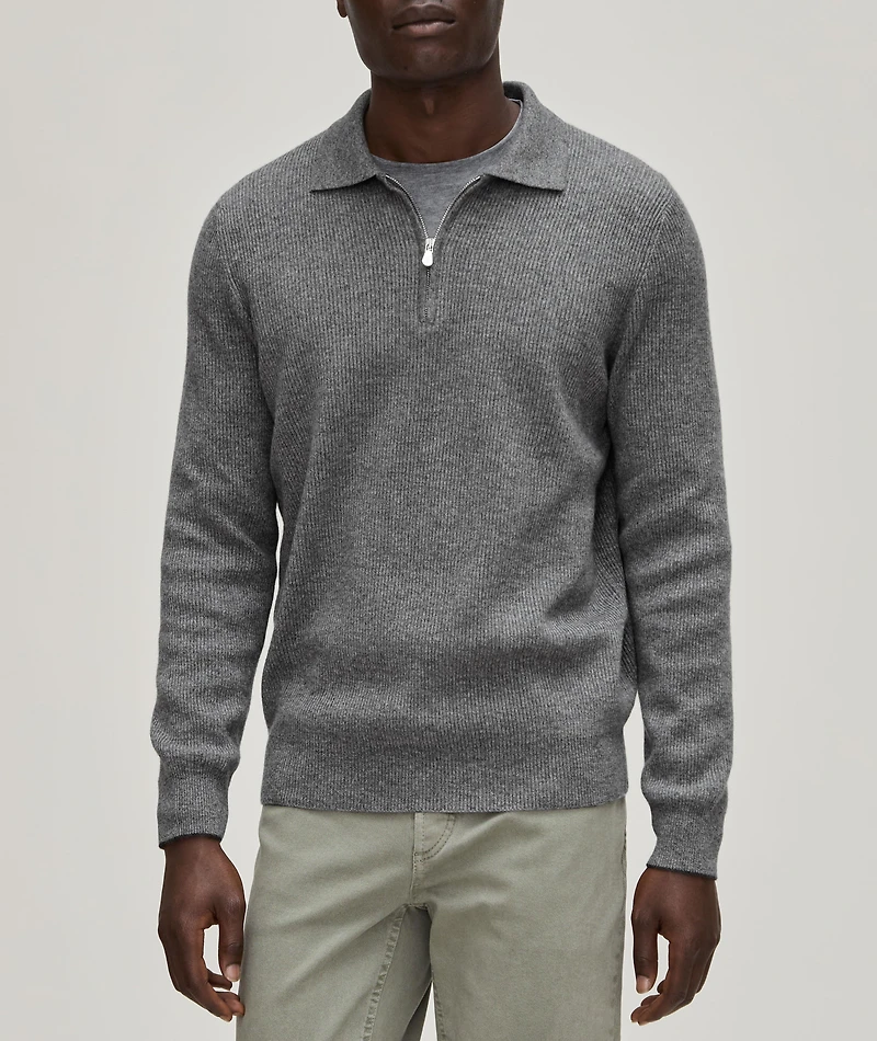 Quarter-Zip Cashmere Knitted Polo