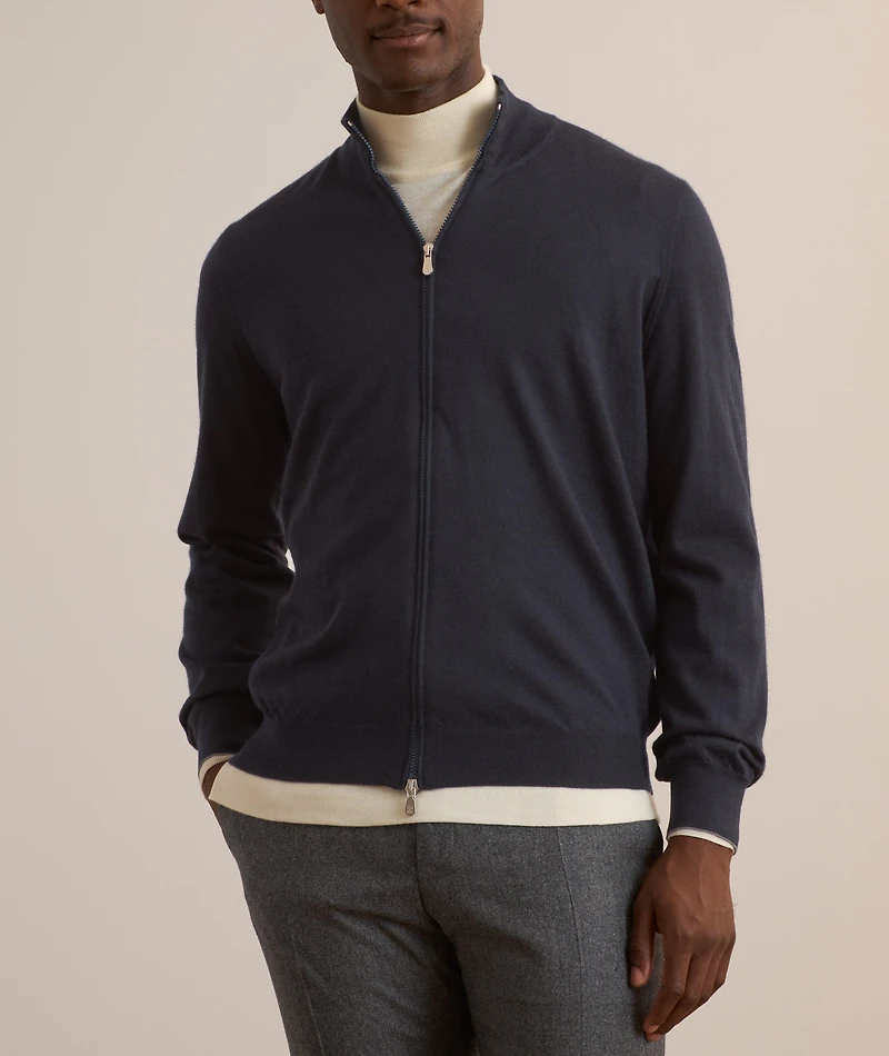 Wool-Cashmere Full-Zip Sweater