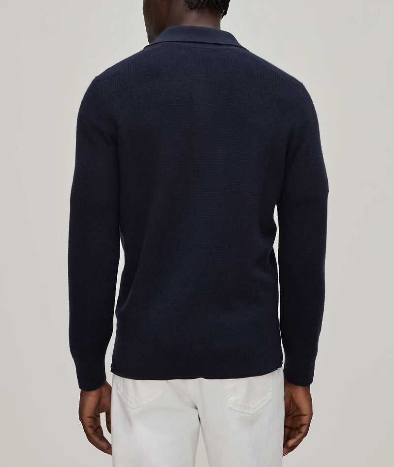 Waffle Knit Cashmere Polo