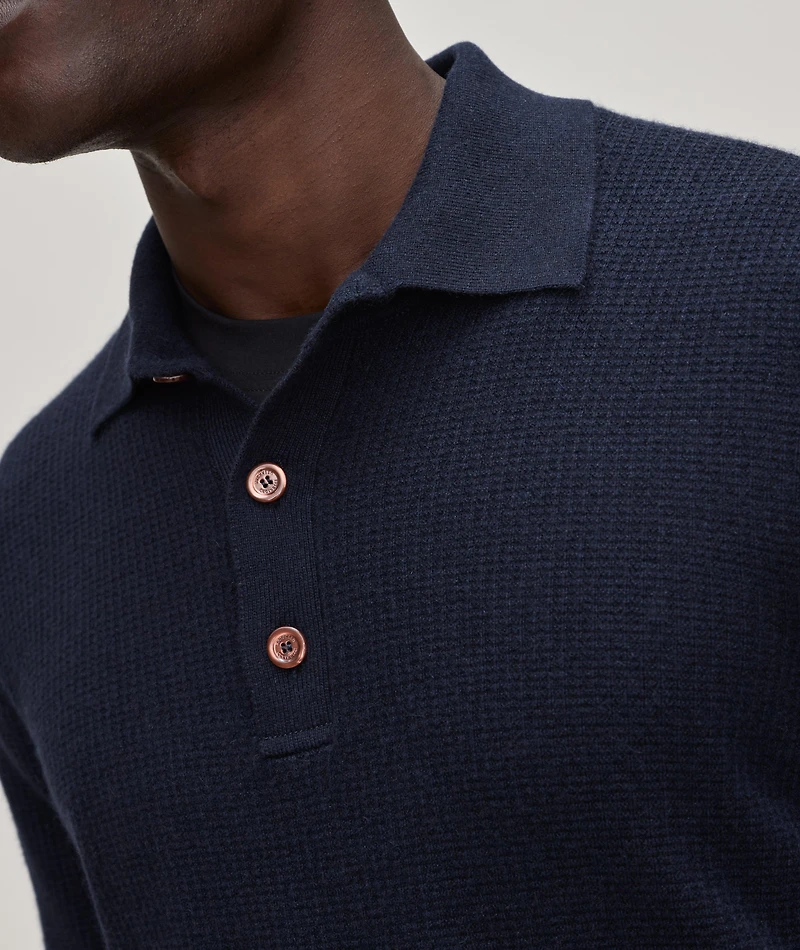 Waffle Knit Cashmere Polo