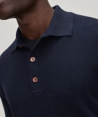 Waffle Knit Cashmere Polo