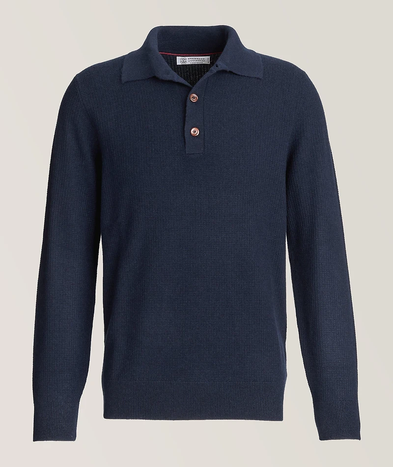 Waffle Knit Cashmere Polo