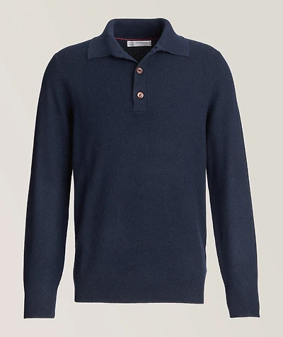 Waffle Knit Cashmere Polo