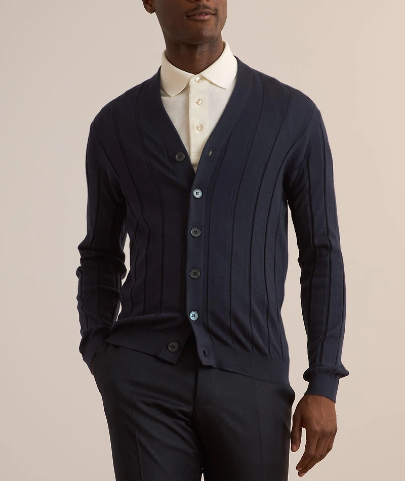 Fine Gauge Wool-Cashmere Cardigan