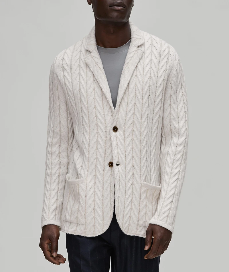 Cashmere-Blend Cable Knit Sweater