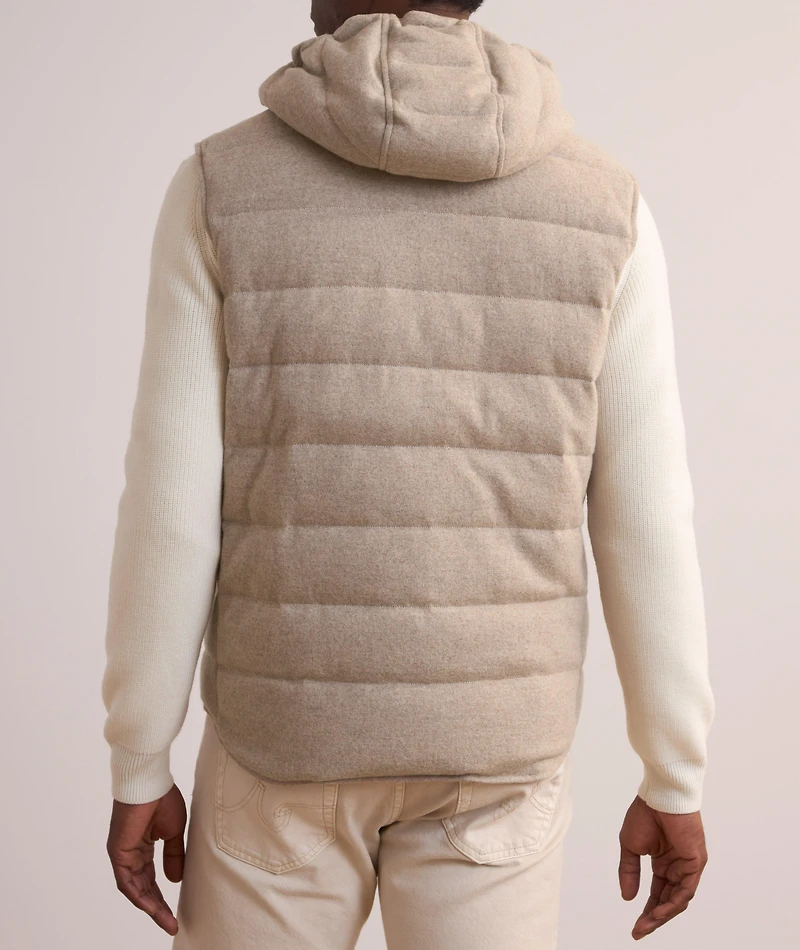 Virgin Wool Down Hooded Vest