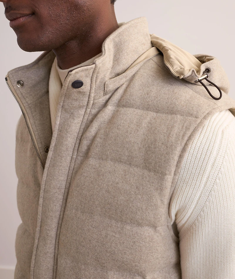 Virgin Wool Down Hooded Vest