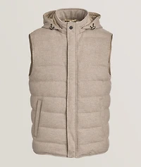 Virgin Wool Down Hooded Vest
