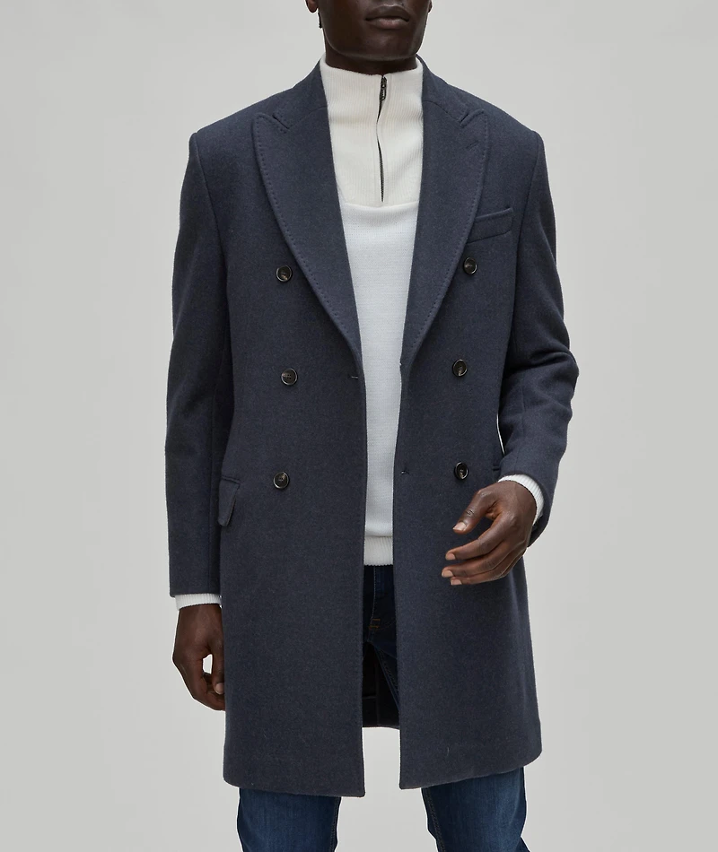 Wool-Blend Double-Breasted Coat