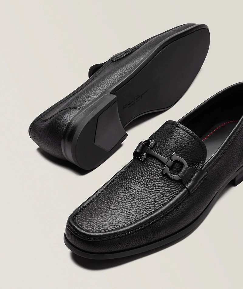 Gancini Ornament Leather Moccasins