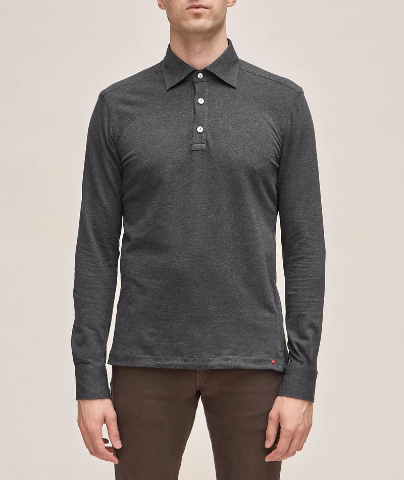 Cotton-Cashmere Long-Sleeve Polo