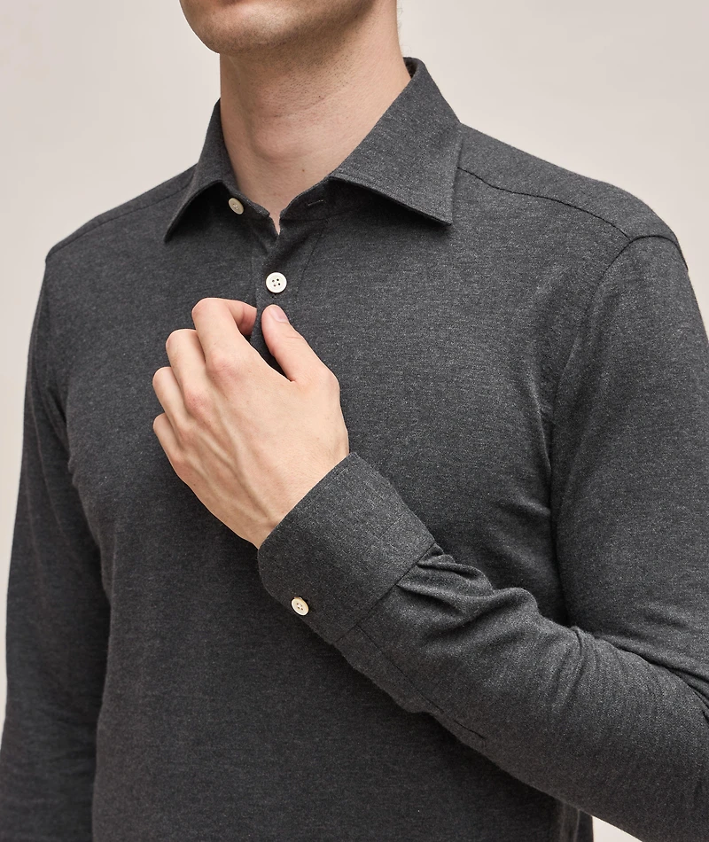 Cotton-Cashmere Long-Sleeve Polo