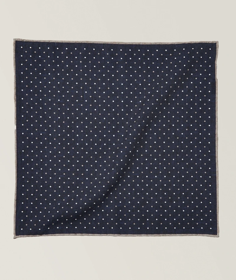 Polka Dot Wool-Cotton Pocket Square