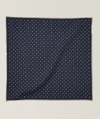 Polka Dot Wool-Cotton Pocket Square