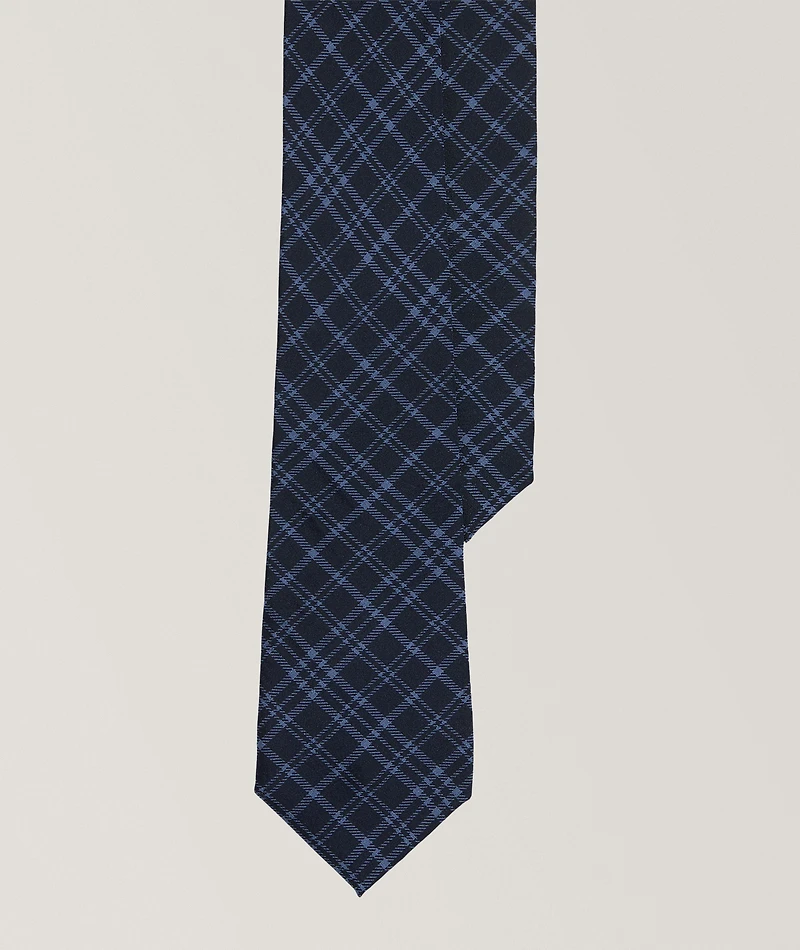 Tonal Plaid Cashmere-Silk Tie 