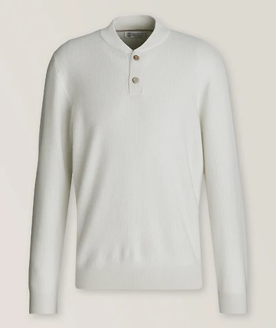 Waffle Knit Cashmere Henley Sweater