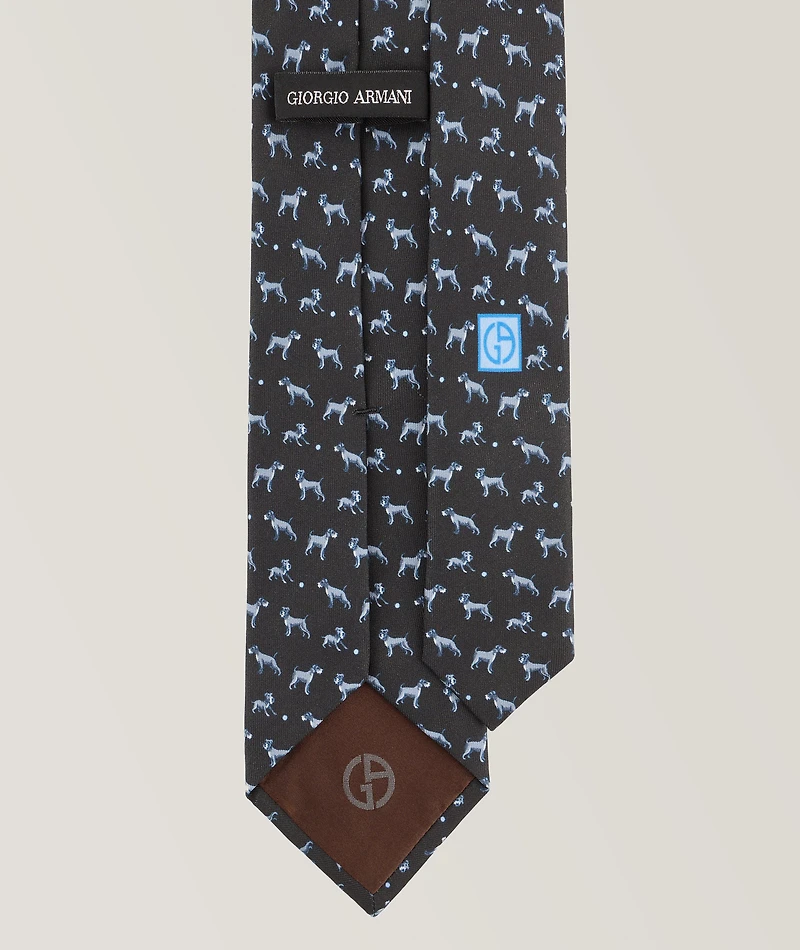 Puppy Print Silk Tie