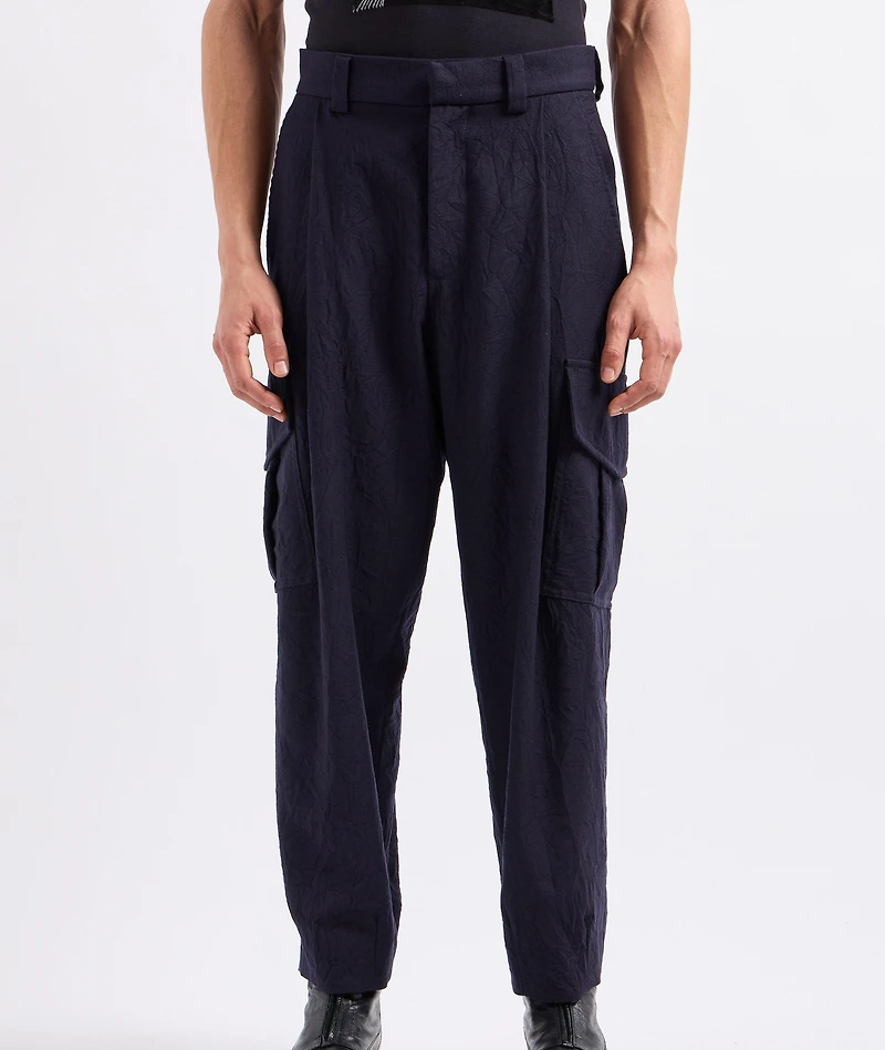 Single-Pleat Wool Cargo Pants