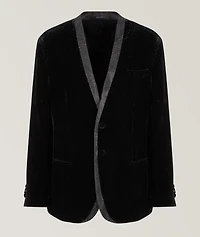 Shiny Pinstriped Velvet Tuxedo Jacket