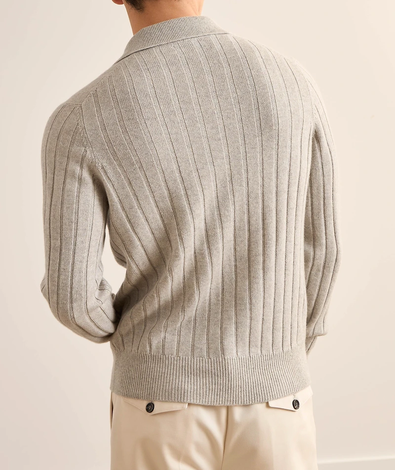 Ribbed Cashmere Polo Sweater
