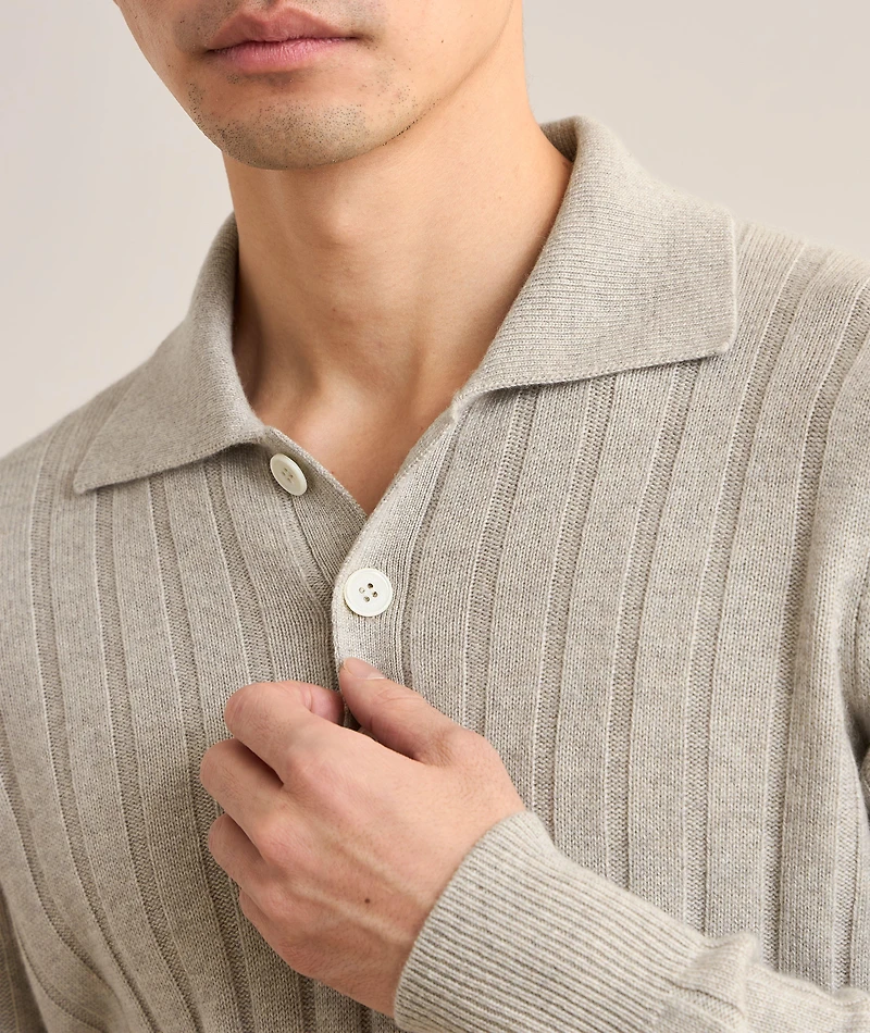 Ribbed Cashmere Polo Sweater