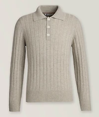 Ribbed Cashmere Polo Sweater