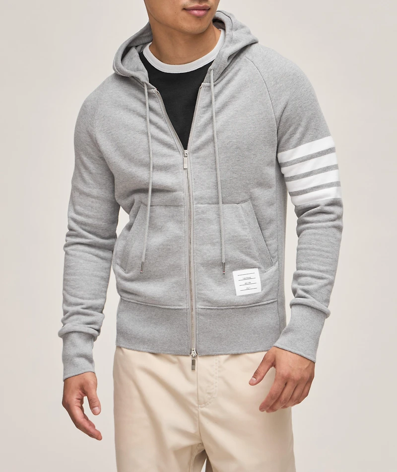 4-Bar Cotton Hooded Sweater