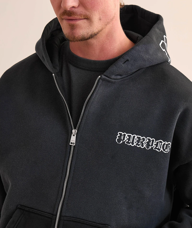 Gothic Wordmark Drip Zip-Up Hooded Sweater