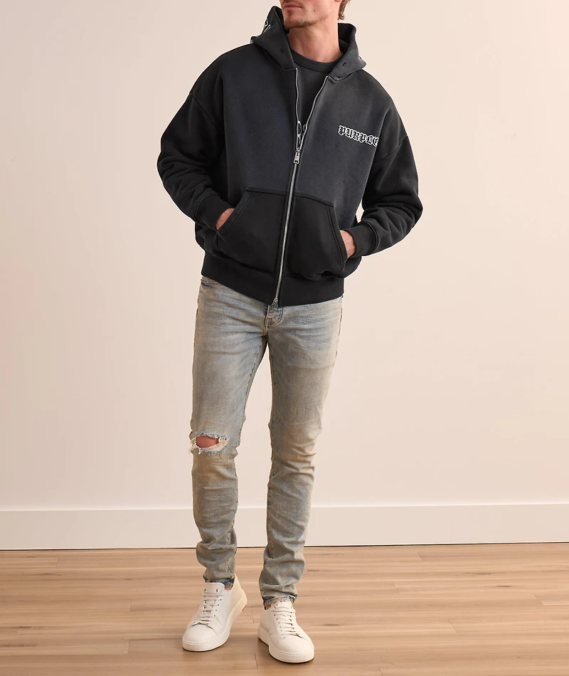 Gothic Wordmark Drip Zip-Up Hooded Sweater