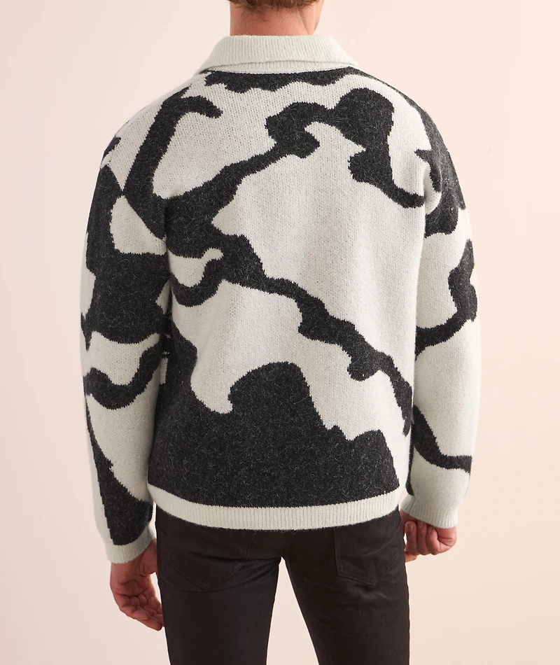 Fireball Jacquard Wool-Blend Polo Sweater