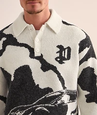 Fireball Jacquard Wool-Blend Polo Sweater