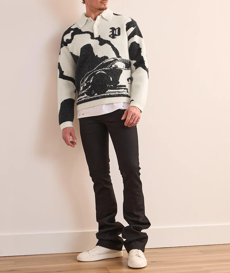 Fireball Jacquard Wool-Blend Polo Sweater