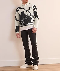 Fireball Jacquard Wool-Blend Polo Sweater