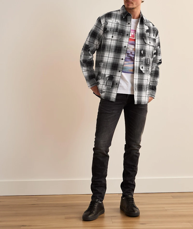Logo Applique Plaid Flannel Shirt