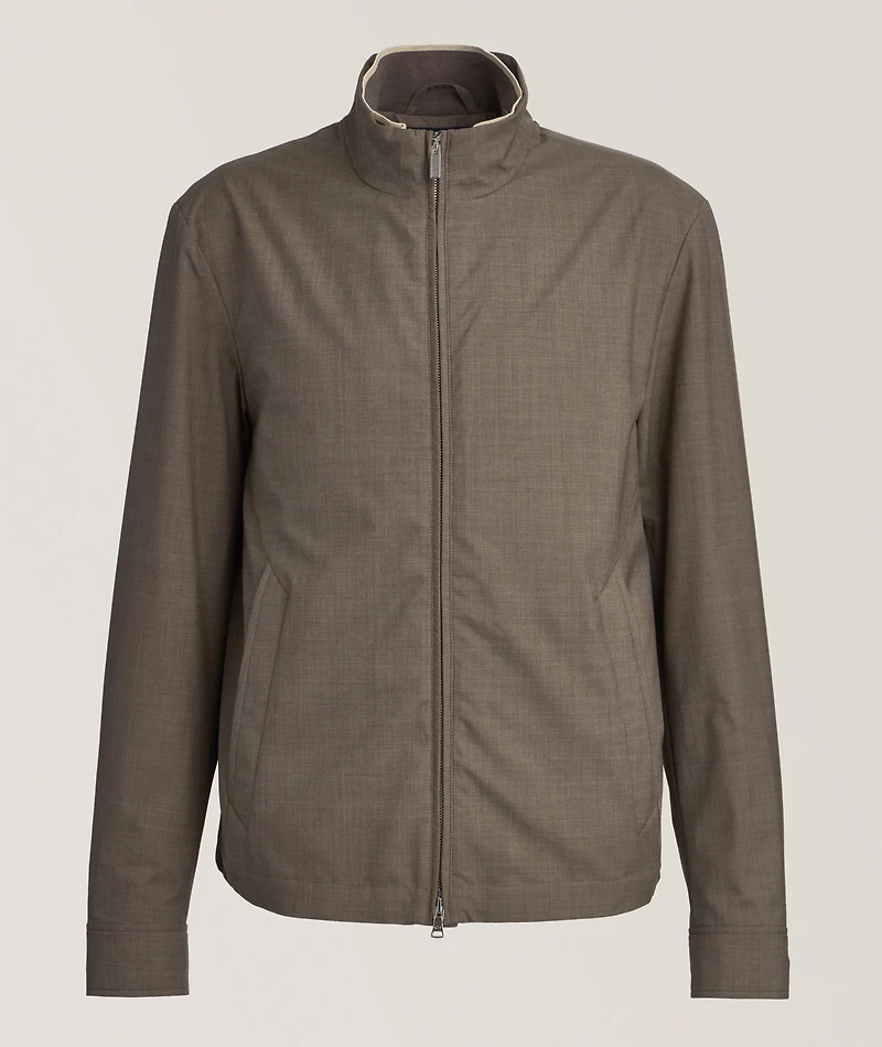 Virgin Wool-Silk Green Storm System Bomber