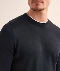 Contrast Tipped Silk-Cotton Sweater