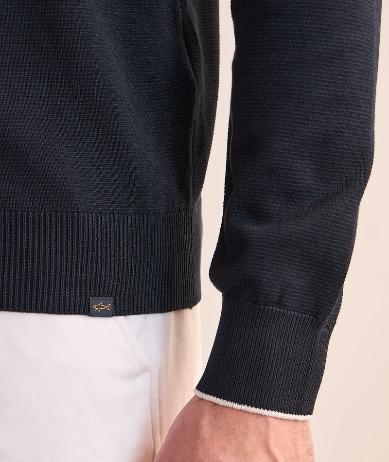 Contrast Tipped Silk-Cotton Sweater